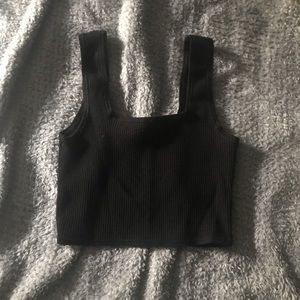 H&M Cropped Black Square Neck Tank Top